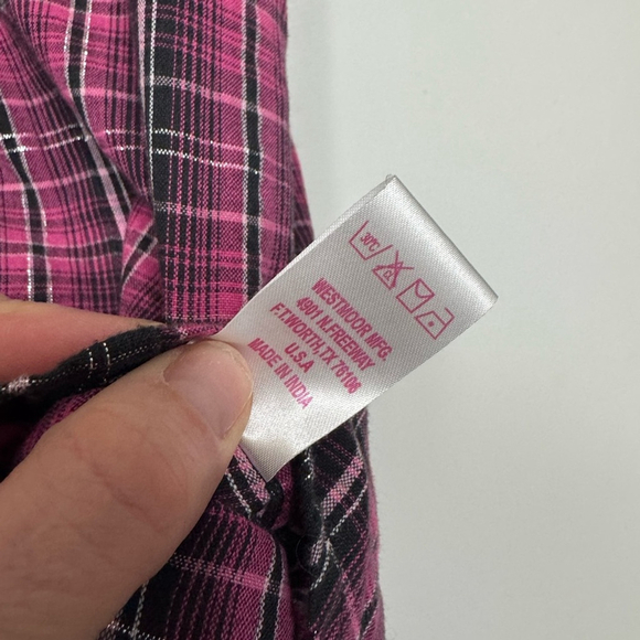 Panhandle Slim Pink Black Plaid Western Shirt Women’s Small Short Sleeve Snap - Picture 8 of 12